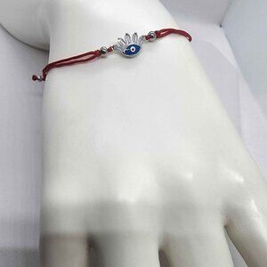 Sterling Silver 925 blue Evil Eye Design with red String Bracelet